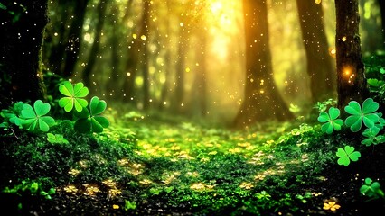 Enchanted Forest Path: A Clover's Journey into Magical Light