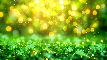 Fototapeta premium Sparkling Clovers: A Magical Dawn of Luck and Light