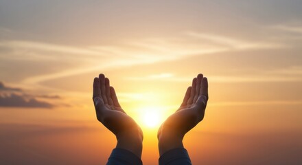 Hands reaching towards a vibrant sunset, symbolizing hope and new beginnings
