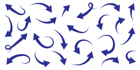 Black and red curved arrows set with directional icons