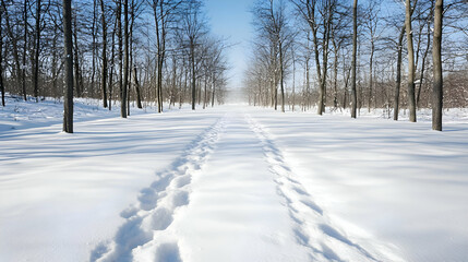 Snowy Path Through a Winter Forest