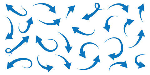 Black and red curved arrows set with directional icons