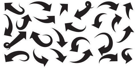 Black and red curved arrows set with directional icons