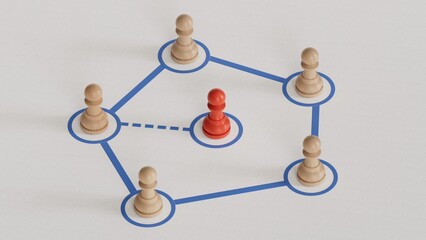 Communication in a business team online and with each other. Social connections between people. Team communication with the leader or new member of the group.