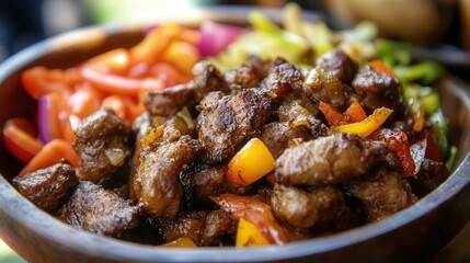 Haitian griot, fried marinated pork served with pikliz (spicy pickled vegetables)