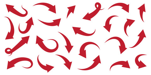 Black and red curved arrows set with directional icons