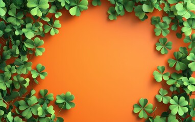 Fototapeta premium Saint Patrick Day Burnt Orange 3d background minimalistic mockup with space for text
