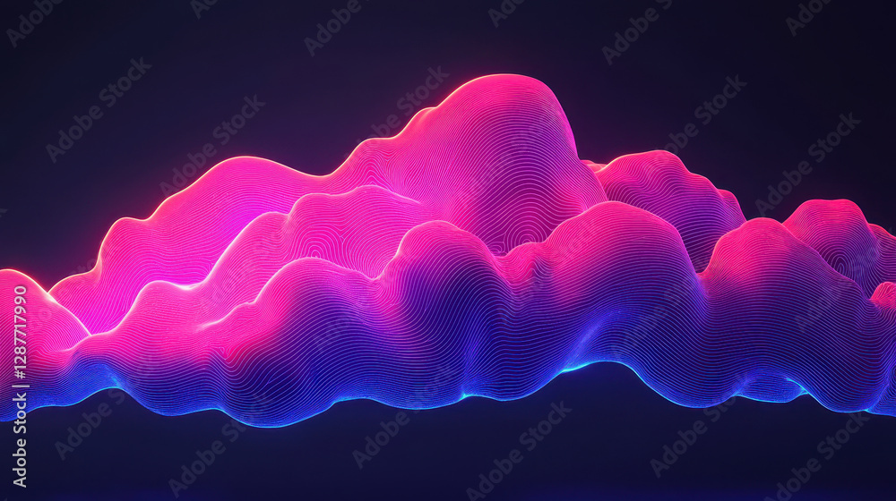 Poster cloud storage globalization communication network colorful abstract cloud design with glowing lines 