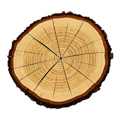Fototapeta premium cross section of tree stump isolated on transparent background cutout