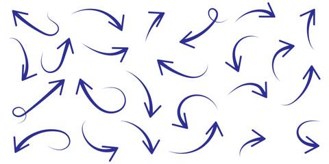 Set of Hand drawn vector arrows doodle on white background. design element vector illustration.