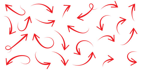 Set of Hand drawn vector arrows doodle on white background. design element vector illustration.