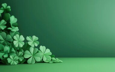 Saint Patrick Day Jade Green 3d background minimalistic mockup with space for text