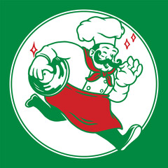 Pizza Vynil Chef Cartoon Vector Illustration