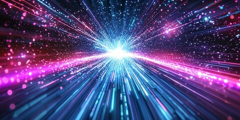 Fototapeta premium Abstract Neon Light Trails Futuristic Speed and Energy Burst Background