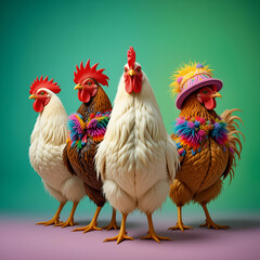 hen in different colors