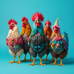 hen in different colors