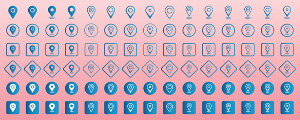 Set of Location Icon. Map pin icon. location pin place marker. Map marker pointer icon set. Location icons. GPS location symbol collection. Modern map markers. Vector illustration