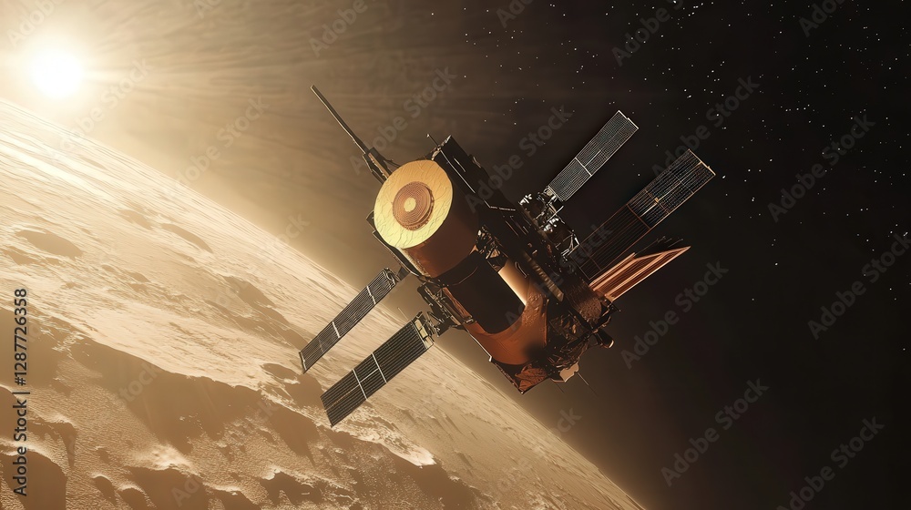 Poster spacecraft with a highly advanced navigation system powered by artificial intelligence, capable