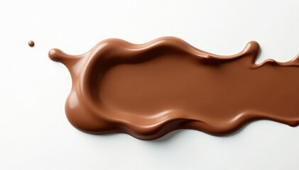 Obraz premium Rich brown chocolate milk against a stark white surface, liquid, smooth