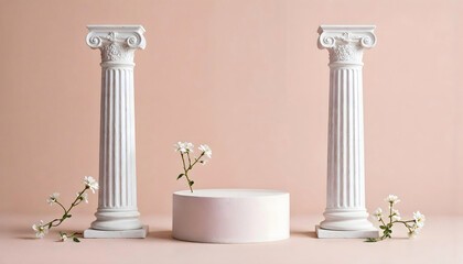 Product  Showcase podiums with classic column with a column