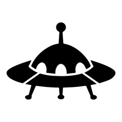 black mysterious alien spaceship icon