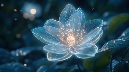 Obraz premium translucent white blossom that glows faintly under starlight.