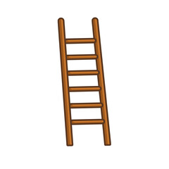 A cartoon-styled illustration of a brown ladder against a rendered as a vector graphic with flat design and rounded edges
