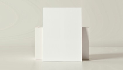 Folded card mockup on neutral background, customizable design concept