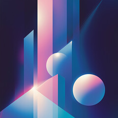 Futuristic Abstract Background with Neon Spheres and Geometric Lines