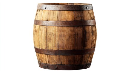 Fototapeta premium A Wooden Barrel Isolated on Transparent Background