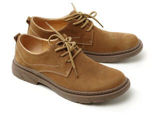 Brown leather man's shoes isolated on white background