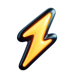 3d render illustration of yellow thunderbold lightning on transparent background
