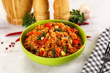 Mexican spicy rice with vegetables