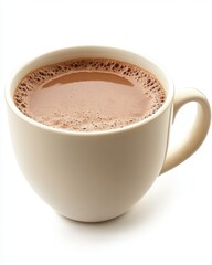 Obraz premium Creamy hot chocolate beverage in a ceramic mug on a white background perfect for a cozy winter morning drink with delicious taste and smooth texture
