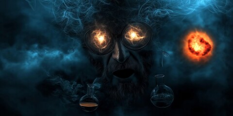 Artistic depiction of a scientist staring in amazement at a glowing discovery in a laboratory, their eyes filled with excitement and awe