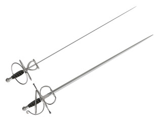 Medieval fencing sword (top and side view) isolated on transparent background - 3d PNG illustration