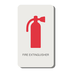A sign showing where the fire extinguisher is located.