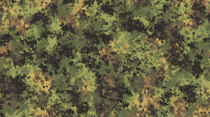 Pixelated Camouflage Texture Seamless Pattern in Green Brown and Khaki Colors