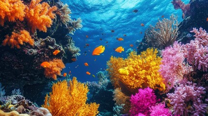 Obraz premium Great Barrier Reef, Australia, teeming with colorful corals and marine life
