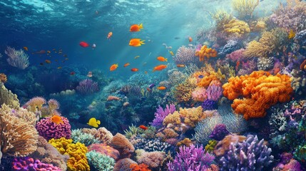 Naklejka premium Great Barrier Reef, Australia, teeming with colorful corals and marine life
