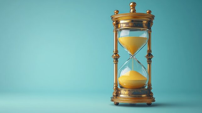 Ornate hourglass flowing sand teal background - Powered by Adobe