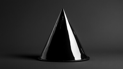 Black Reflective Cone on Dark Background