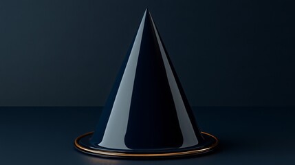 Fototapeta premium Glossy Dark Blue Cone on Dark Surface