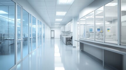 Obraz premium high-tech laboratory building under construction. Focus on clean rooms and specialized areas coming to life.