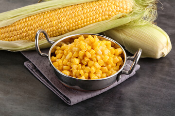 Canned sweet young corn grain