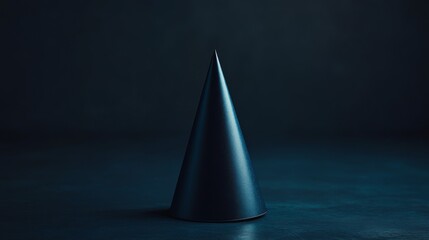 Fototapeta premium Dark Blue Metallic Cone on Dark Background