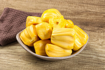 Raw ripe yellow jackfruit segment