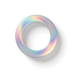 Iridescent circular ring on a white background