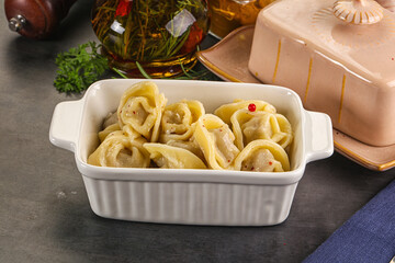 Russian homemade dumplings with meat