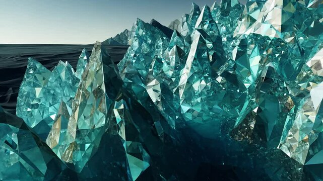 Camera pans smoothly across fractal crystal patterns, side lighting, highlighting texture, depth, geological survey of alien terrain, perfect for sci-fi themes